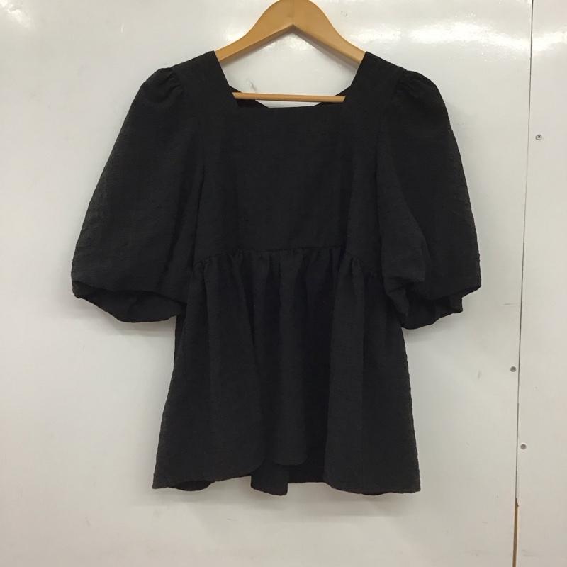 アズールバイマウジー AZUL BY MOUSSY シャツ、ブラウス 半袖 250HSF30-234D フクレジャガードペプラムブラウス S 無地 黒 / ブラック / black レディース USED 古着 中古 10153902