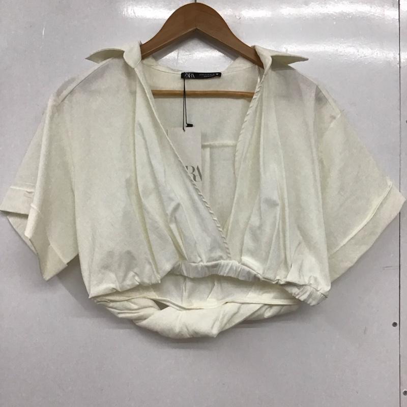 ザラ ZARA カットソー 半袖 タグ付 M 無地 白 / ホワイト / white レディース USED 古着 中古 10153908