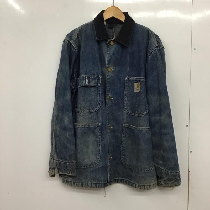 カーハート Carhartt ジャケット、上着 ジャケット、ブレザー デニムジャケット Gジャン アウター カジュアルジャケット ロゴ、文字 インディゴ / インディゴ / Indigo メンズ USED 古着 中古 10153911