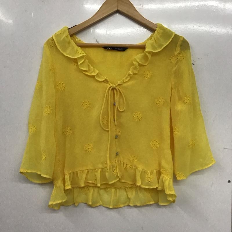 ザラ ZARA シャツ、ブラウス 七分袖 S 無地 黄 / イエロー / yellow レディース USED 古着 中古 10153915