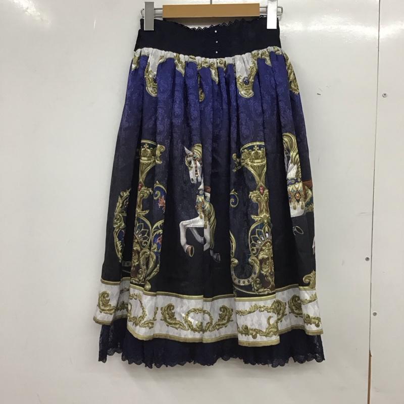 アクシーズファム axes femme スカート ひざ丈スカート M 総柄 紺 / ネイビー / navy レディース USED 古着 中古 10153918