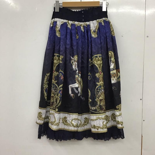 アクシーズファム axes femme スカート ひざ丈スカート M 総柄 紺 / ネイビー / navy レディース USED 古着 中古 10153918