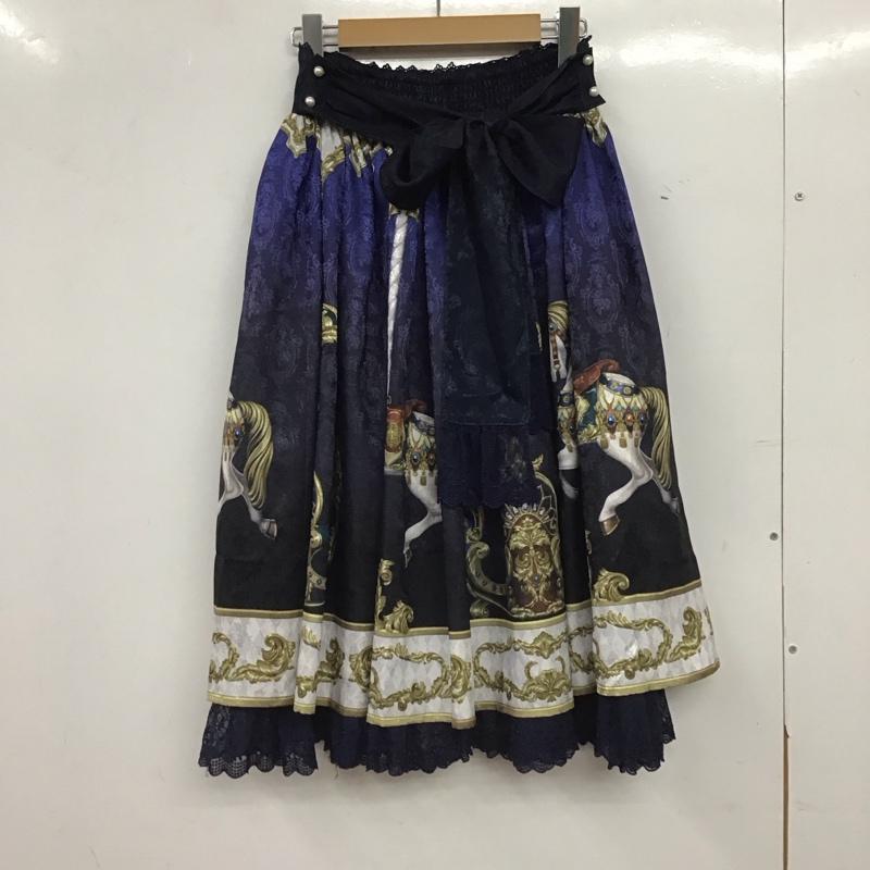 アクシーズファム axes femme スカート ひざ丈スカート M 総柄 紺 / ネイビー / navy レディース USED 古着 中古 10153918