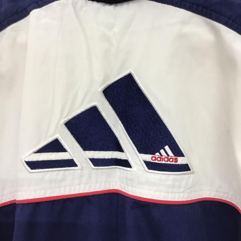 アディダス adidas ジャケット、上着 ジャンパー、ブルゾン ジップアップジャケット アウター 古着 ロゴ、文字 紺 / ネイビー / navy X 白 / ホワイト / white メンズ USED 古着 中古 10153919