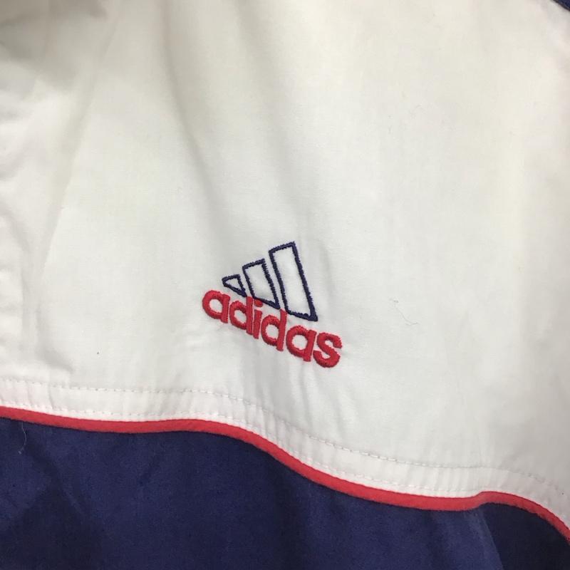 アディダス adidas ジャケット、上着 ジャンパー、ブルゾン ジップアップジャケット アウター 古着 ロゴ、文字 紺 / ネイビー / navy X 白 / ホワイト / white メンズ USED 古着 中古 10153919