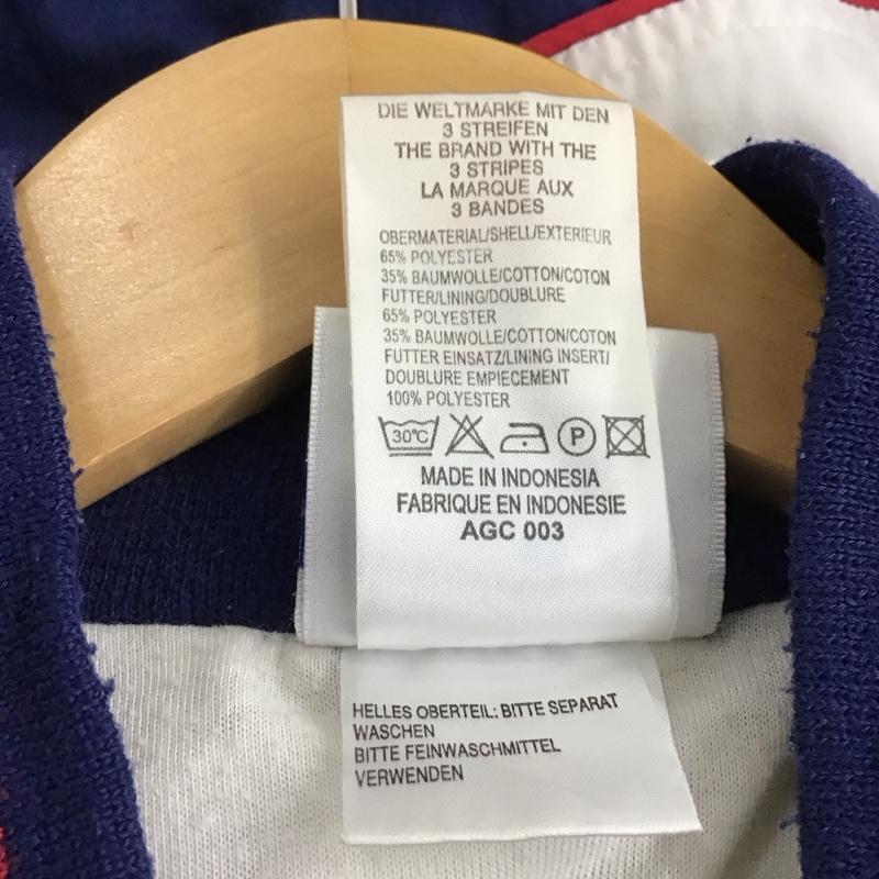 アディダス adidas ジャケット、上着 ジャンパー、ブルゾン ジップアップジャケット アウター 古着 ロゴ、文字 紺 / ネイビー / navy X 白 / ホワイト / white メンズ USED 古着 中古 10153919
