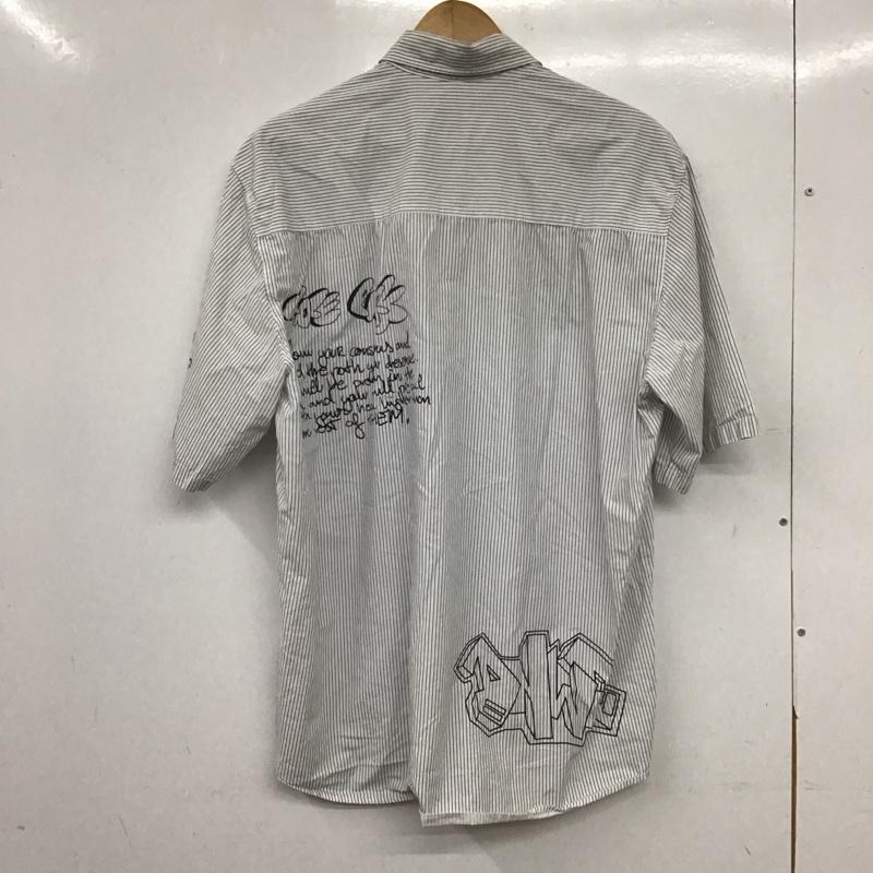 ザラ ZARA シャツ、ブラウス 半袖 半袖シャツ プリントシャツ ストライプシャツ ストライプ 白 / ホワイト / white メンズ USED 古着 中古 10153926