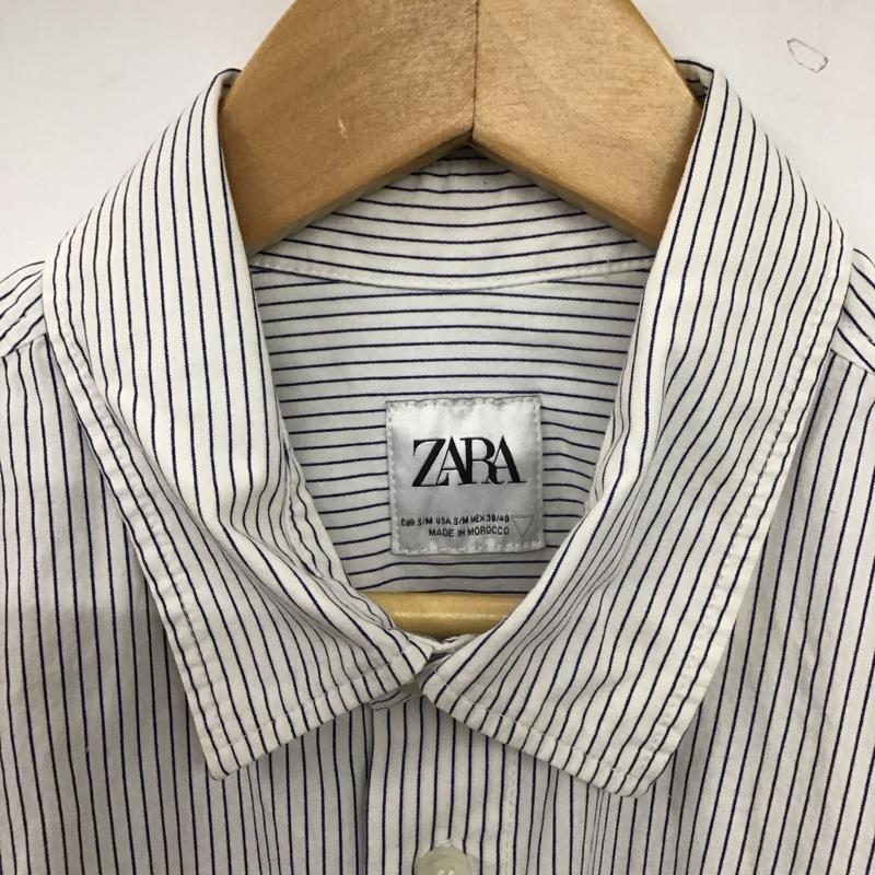 ザラ ZARA シャツ、ブラウス 半袖 半袖シャツ プリントシャツ ストライプシャツ ストライプ 白 / ホワイト / white メンズ USED 古着 中古 10153926