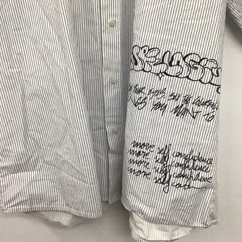 ザラ ZARA シャツ、ブラウス 半袖 半袖シャツ プリントシャツ ストライプシャツ ストライプ 白 / ホワイト / white メンズ USED 古着 中古 10153926