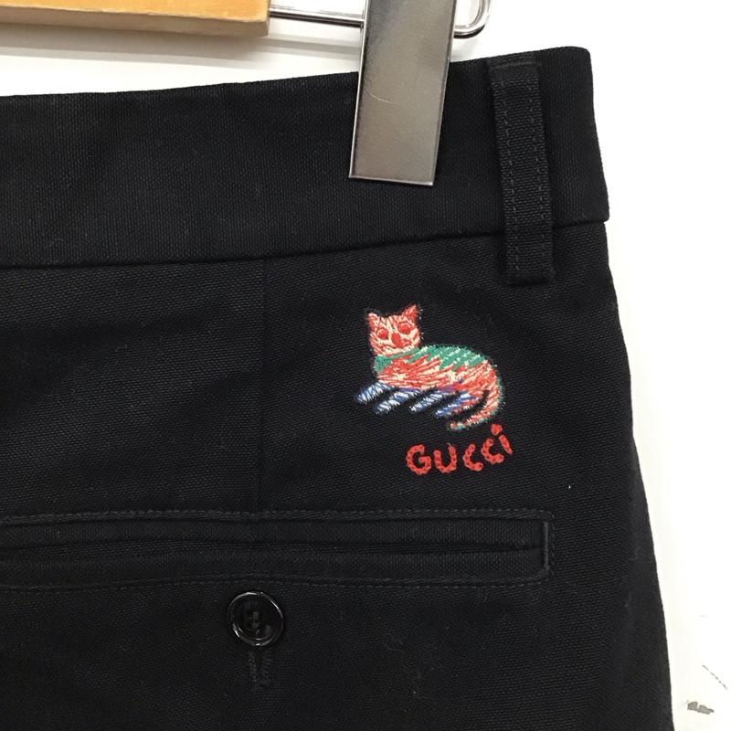 グッチ GUCCI パンツ ワークパンツ、ペインターパンツ チノパン ワイドパンツ カジュアルパンツ 46インチ ロゴ、文字 黒 / ブラック / black メンズ USED 古着 中古 10153948