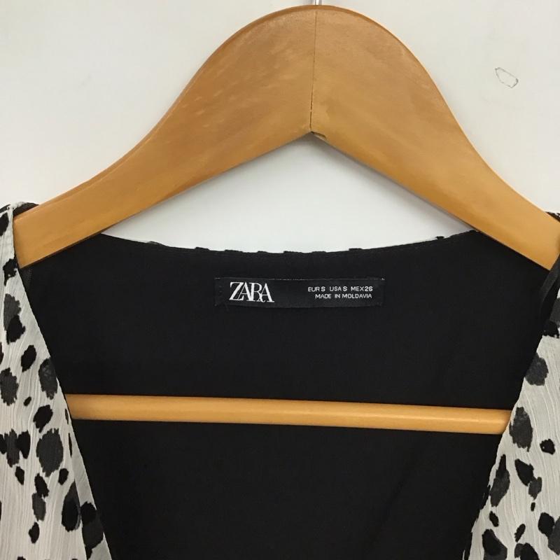 ザラ ZARA ワンピース ミニスカート S 総柄 白 / ホワイト / white X 黒 / ブラック / black レディース USED 古着 中古 10153955