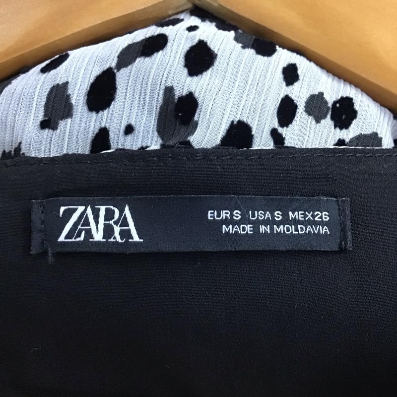 ザラ ZARA ワンピース ミニスカート S 総柄 白 / ホワイト / white X 黒 / ブラック / black レディース USED 古着 中古 10153955