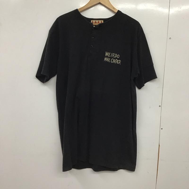 ウィアード WEIRDO Tシャツ 半袖 半袖カットソー プリントTシャツ ヘンリーネックカットソー XL ロゴ、文字 ダークグレー / ダークグレー / メンズ USED 古着 中古 10153967