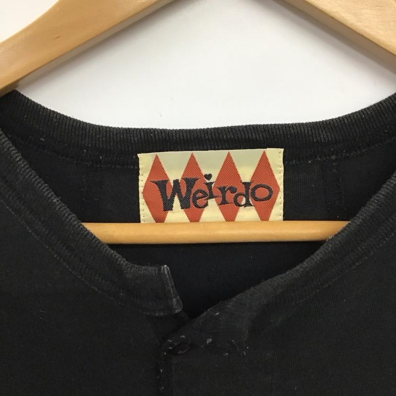 ウィアード WEIRDO Tシャツ 半袖 半袖カットソー プリントTシャツ ヘンリーネックカットソー XL ロゴ、文字 ダークグレー / ダークグレー / メンズ USED 古着 中古 10153967