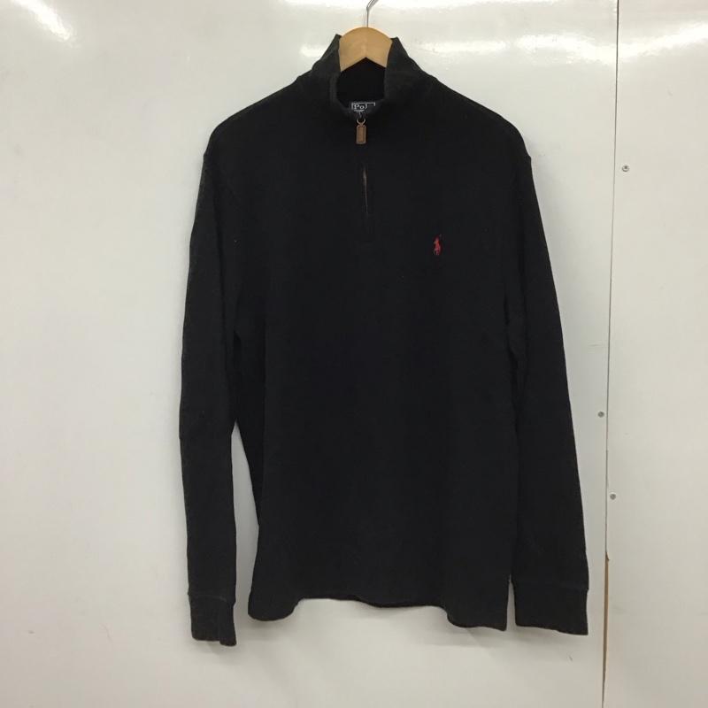 ポロバイラルフローレン Polo by RALPH LAUREN ニット、セーター 長袖 長袖ニットカットソー ジップアップネック セーター M ロゴ、文字 黒 / ブラック / black メンズ USED 古着 中古 10153974