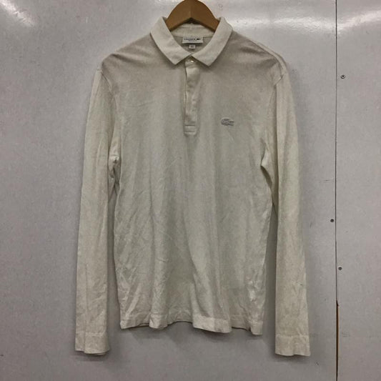 ラコステ LACOSTE ポロシャツ 長袖 長袖ポロシャツ 長袖カットソー カラーシャツ 4 ロゴ、文字 白 / ホワイト / white メンズ USED 古着 中古 10153992