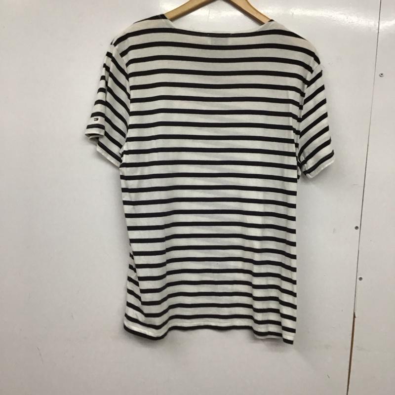 トミー ジーンズ TOMMY JEANS Tシャツ 半袖 半袖カットソー プリントTシャツ クルーネックカットソー S ボーダー柄 白 / ホワイト / white メンズ USED 古着 中古 10154009