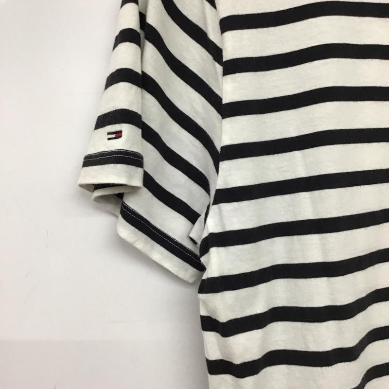 トミー ジーンズ TOMMY JEANS Tシャツ 半袖 半袖カットソー プリントTシャツ クルーネックカットソー S ボーダー柄 白 / ホワイト / white メンズ USED 古着 中古 10154009