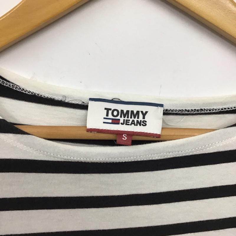 トミー ジーンズ TOMMY JEANS Tシャツ 半袖 半袖カットソー プリントTシャツ クルーネックカットソー S ボーダー柄 白 / ホワイト / white メンズ USED 古着 中古 10154009