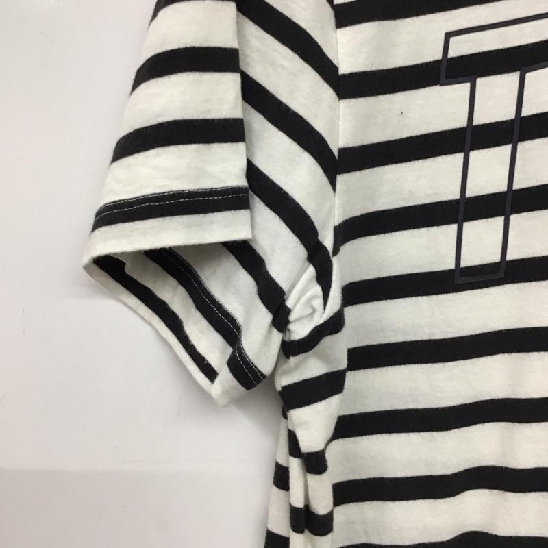 トミー ジーンズ TOMMY JEANS Tシャツ 半袖 半袖カットソー プリントTシャツ クルーネックカットソー S ボーダー柄 白 / ホワイト / white メンズ USED 古着 中古 10154009