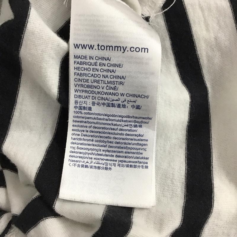 トミー ジーンズ TOMMY JEANS Tシャツ 半袖 半袖カットソー プリントTシャツ クルーネックカットソー S ボーダー柄 白 / ホワイト / white メンズ USED 古着 中古 10154009