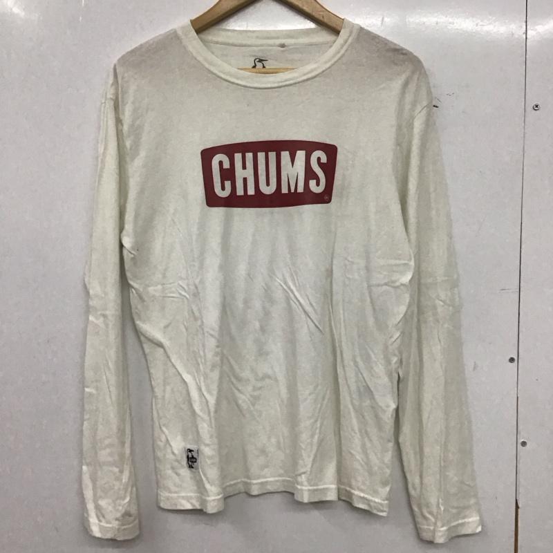 チャムス CHUMS Tシャツ 長袖 長袖カットソー プリントTシャツ クルーネックカットソー S ロゴ、文字 白 / ホワイト / white メンズ USED 古着 中古 10154011