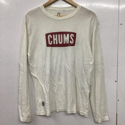 チャムス CHUMS Tシャツ 長袖 長袖カットソー プリントTシャツ クルーネックカットソー S ロゴ、文字 白 / ホワイト / white メンズ USED 古着 中古 10154011