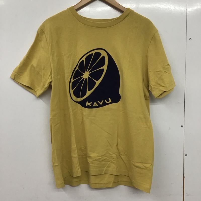 カブー KAVU Tシャツ 半袖 半袖カットソー プリントTシャツ クルーネックカットソー M ロゴ、文字 黄 / イエロー / yellow メンズ USED 古着 中古 10154027