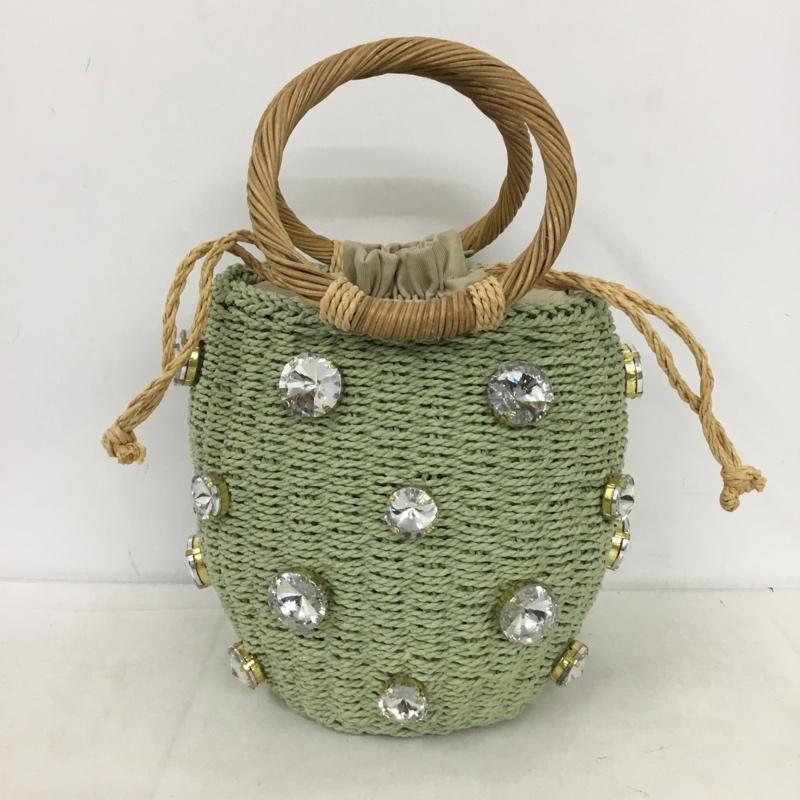 ザラ ZARA ハンドバッグ ハンドバッグ 6618 510 030 ラインストーン かごバッグ 無地 薄緑 / ライトグリーン / レディース USED 古着 中古 10154043