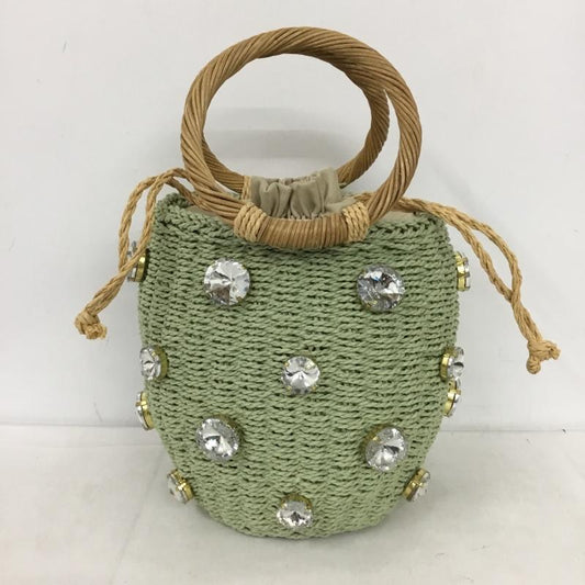 ザラ ZARA ハンドバッグ ハンドバッグ 6618 510 030 ラインストーン かごバッグ 無地 薄緑 / ライトグリーン / レディース USED 古着 中古 10154043