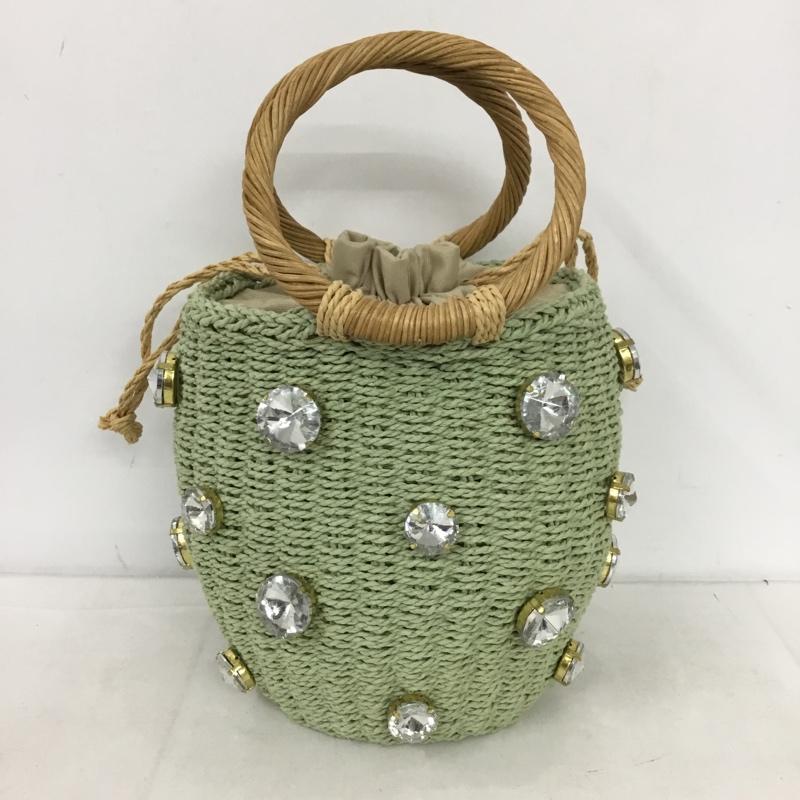 ザラ ZARA ハンドバッグ ハンドバッグ 6618 510 030 ラインストーン かごバッグ 無地 薄緑 / ライトグリーン / レディース USED 古着 中古 10154043
