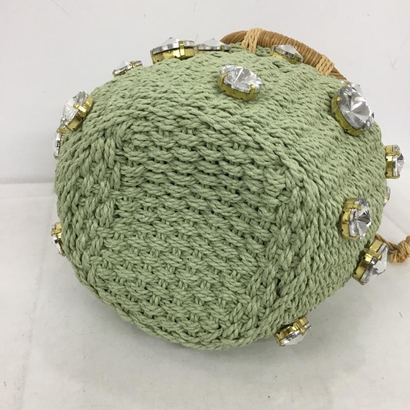 ザラ ZARA ハンドバッグ ハンドバッグ 6618 510 030 ラインストーン かごバッグ 無地 薄緑 / ライトグリーン / レディース USED 古着 中古 10154043