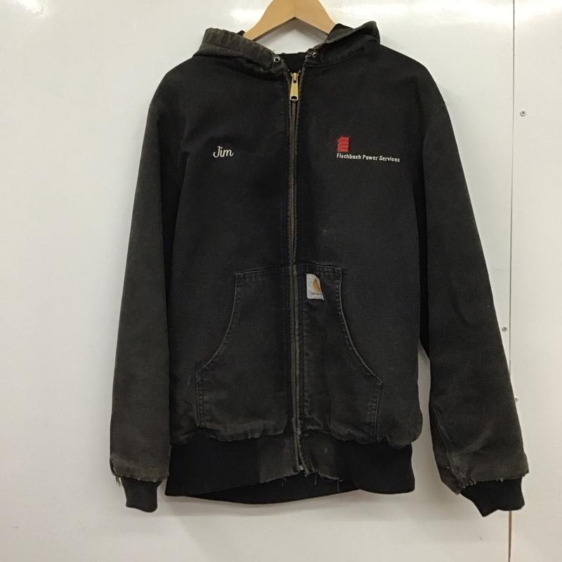 カーハート Carhartt ジャケット、上着 ジャンパー、ブルゾン ジップアップパーカージャケット アウター ロゴ、文字 ダークグレー / ダークグレー / メンズ USED 古着 中古 10154055