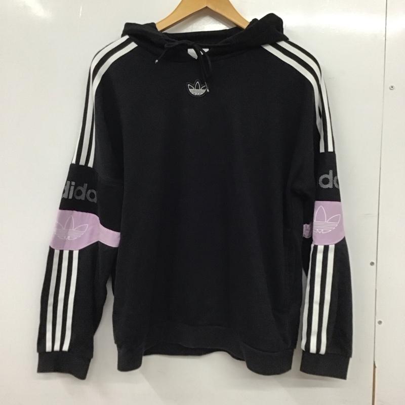 アディダス adidas パーカー 長袖 長袖パーカー プルオーバーパーカー スウェット S ロゴ、文字 黒 / ブラック / black レディース USED 古着 中古 10154117