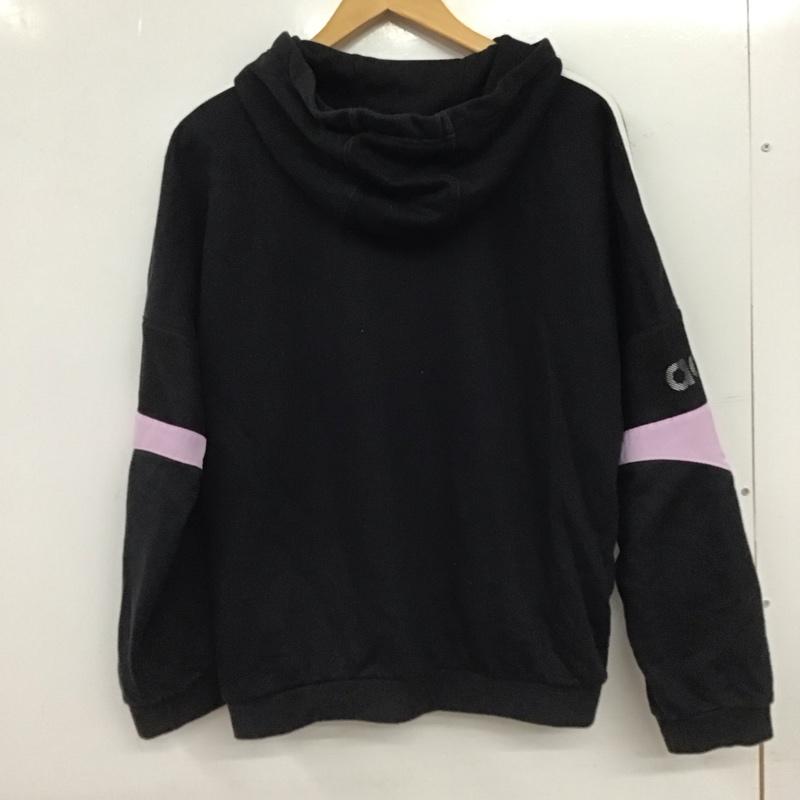 アディダス adidas パーカー 長袖 長袖パーカー プルオーバーパーカー スウェット S ロゴ、文字 黒 / ブラック / black レディース USED 古着 中古 10154117