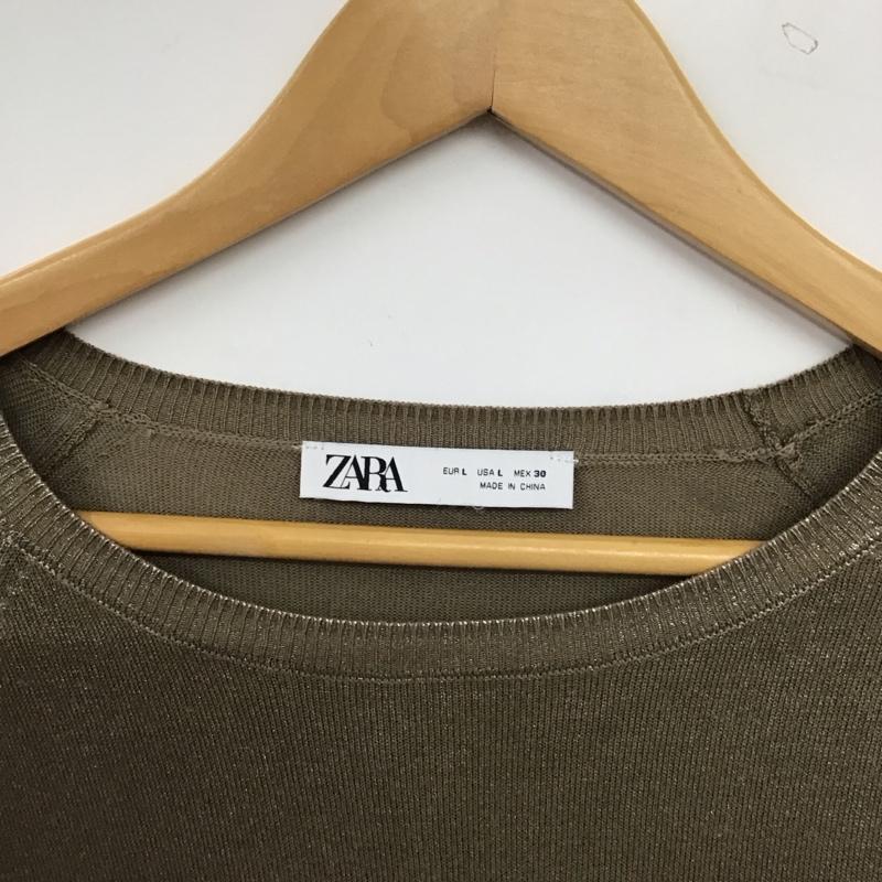 ザラ ZARA ニット、セーター 長袖 長袖ニットカットソー クルーネック セーター L 無地 茶 / ブラウン / brown レディース USED 古着 中古 10154121