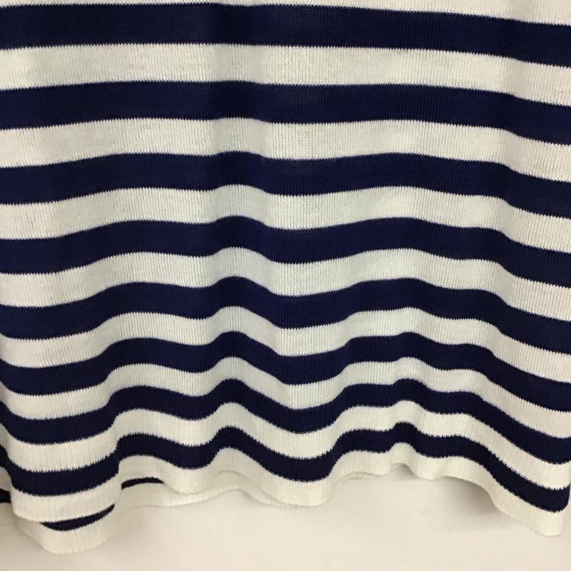 ザラ ZARA ニット、セーター 長袖 長袖ニットカットソー クルーネック セーター L ボーダー柄 白 / ホワイト / white X 青 / ブルー / blue レディース USED 古着 中古 10154123