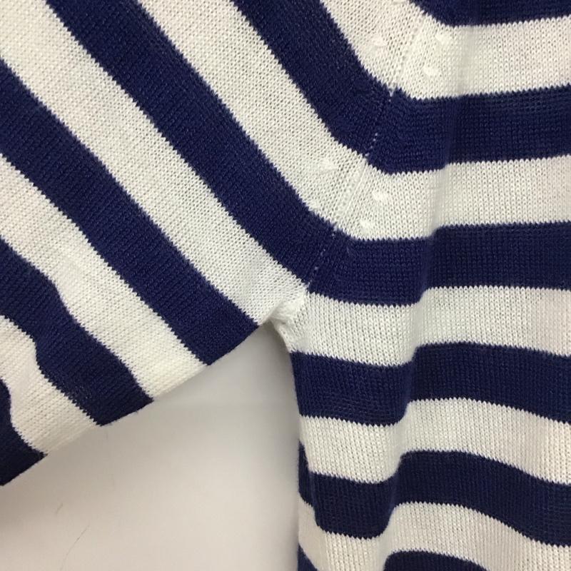 ザラ ZARA ニット、セーター 長袖 長袖ニットカットソー クルーネック セーター L ボーダー柄 白 / ホワイト / white X 青 / ブルー / blue レディース USED 古着 中古 10154123