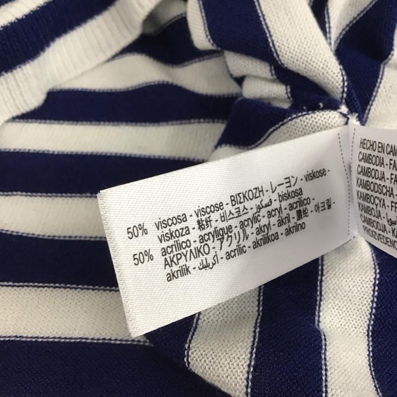 ザラ ZARA ニット、セーター 長袖 長袖ニットカットソー クルーネック セーター L ボーダー柄 白 / ホワイト / white X 青 / ブルー / blue レディース USED 古着 中古 10154123