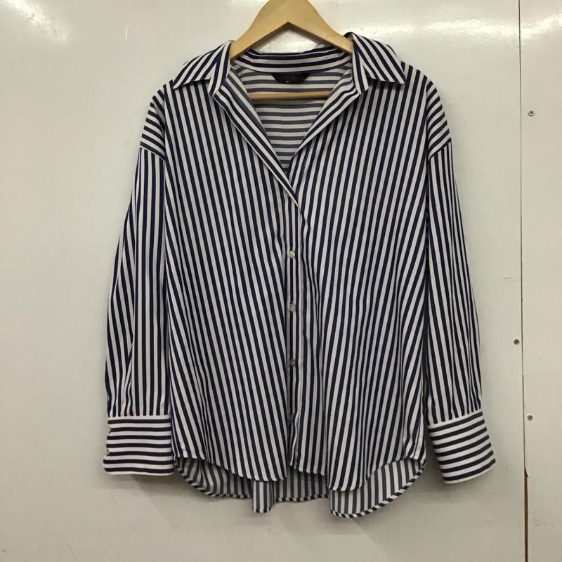 ザラ ZARA シャツ、ブラウス 長袖 長袖シャツ ストライプシャツ カラーシャツ M ストライプ 白 / ホワイト / white X 青 / ブルー / blue レディース USED 古着 中古 10154137
