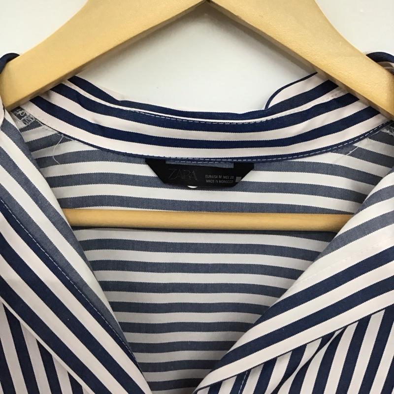 ザラ ZARA シャツ、ブラウス 長袖 長袖シャツ ストライプシャツ カラーシャツ M ストライプ 白 / ホワイト / white X 青 / ブルー / blue レディース USED 古着 中古 10154137