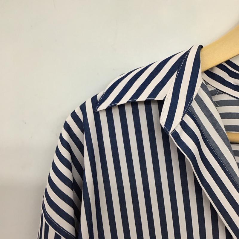 ザラ ZARA シャツ、ブラウス 長袖 長袖シャツ ストライプシャツ カラーシャツ M ストライプ 白 / ホワイト / white X 青 / ブルー / blue レディース USED 古着 中古 10154137