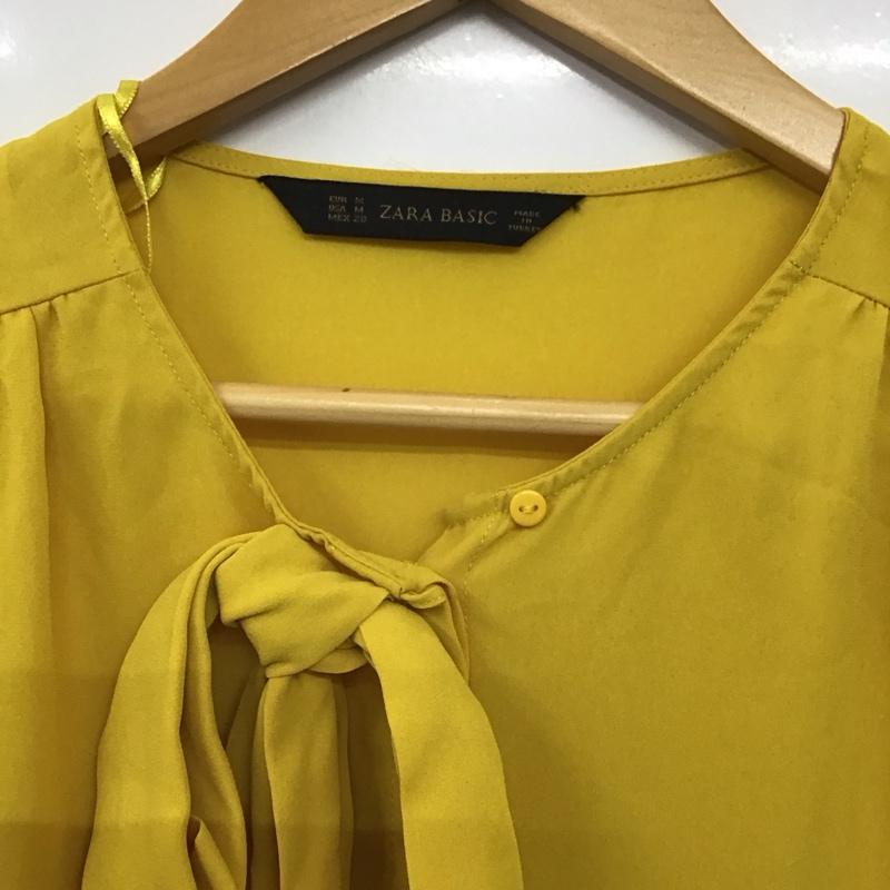 ザラ ZARA シャツ、ブラウス 長袖 長袖シャツ 無地シャツ ノーカラーシャツ M 無地 黄 / イエロー / yellow レディース USED 古着 中古 10154146
