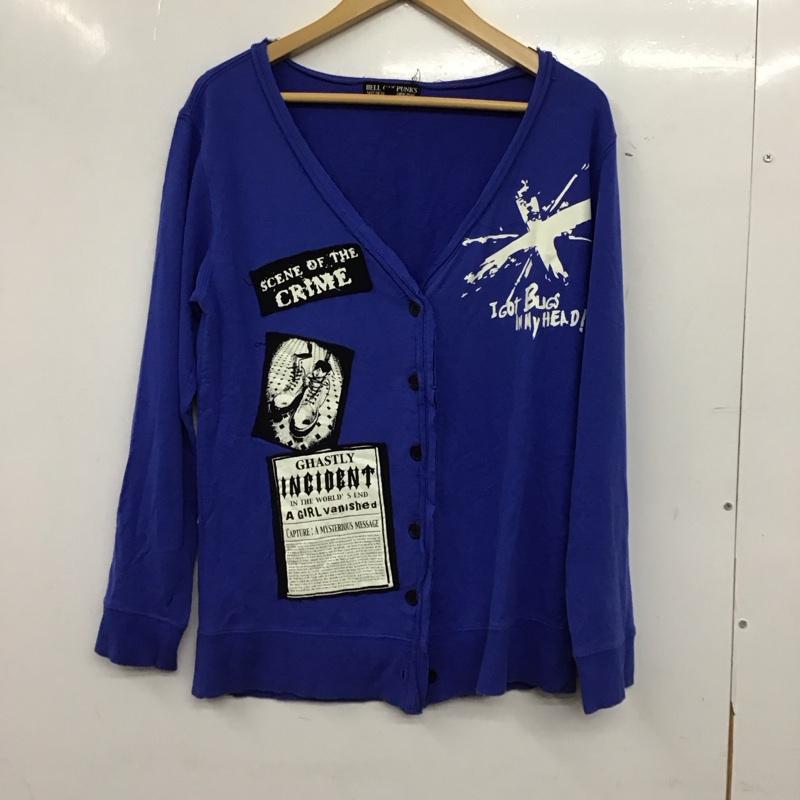 ヘル キャット パンクス HELL CAT PUNKS カーディガン 長袖 長袖カーディガン フロントボタン M ロゴ、文字 X プリント 青 / ブルー / blue レディース USED 古着 中古 10154150