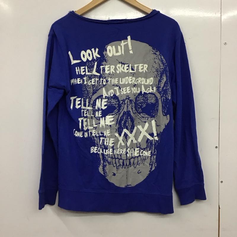 ヘル キャット パンクス HELL CAT PUNKS カーディガン 長袖 長袖カーディガン フロントボタン M ロゴ、文字 X プリント 青 / ブルー / blue レディース USED 古着 中古 10154150