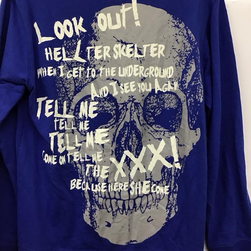 ヘル キャット パンクス HELL CAT PUNKS カーディガン 長袖 長袖カーディガン フロントボタン M ロゴ、文字 X プリント 青 / ブルー / blue レディース USED 古着 中古 10154150