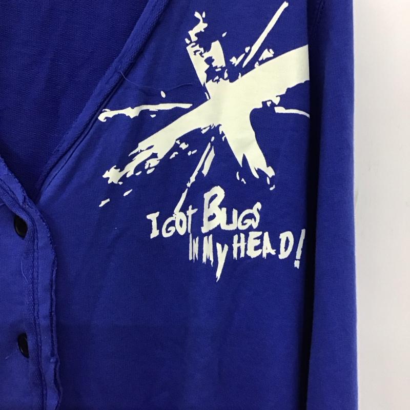 ヘル キャット パンクス HELL CAT PUNKS カーディガン 長袖 長袖カーディガン フロントボタン M ロゴ、文字 X プリント 青 / ブルー / blue レディース USED 古着 中古 10154150