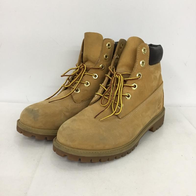 ティンバーランド Timberland ブーツ ショートブーツ 12909 6インチ プレミアム ウォータープルーフブーツ ジュニア 24cm 24.0cm ワンポイント キャメル / キャメル / レディース USED 古着 中古 10154184