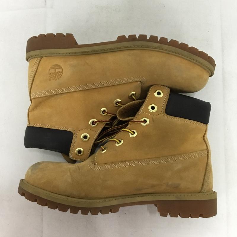 ティンバーランド Timberland ブーツ ショートブーツ 12909 6インチ プレミアム ウォータープルーフブーツ ジュニア 24cm 24.0cm ワンポイント キャメル / キャメル / レディース USED 古着 中古 10154184