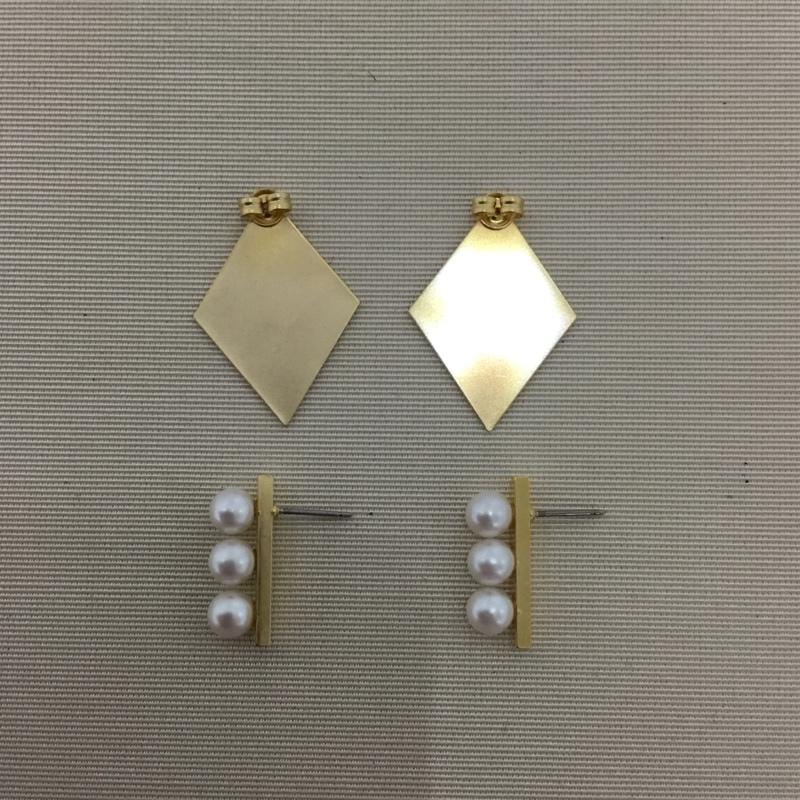 古着 USED アクセサリー ピアス シーズマーラ ひし形 パール 両耳 無地 金 / ゴールド / gold color レディース USED 古着 中古 10154195